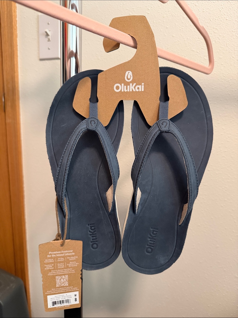 OluKai Women's Flip Flops in Dark Blue